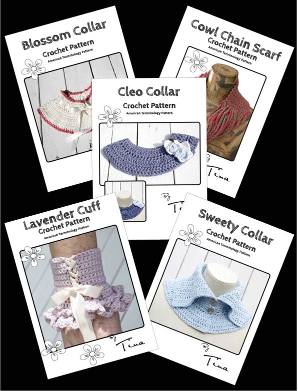 Crochet Pattern Collar and Cuff Bundle (American Terminology)